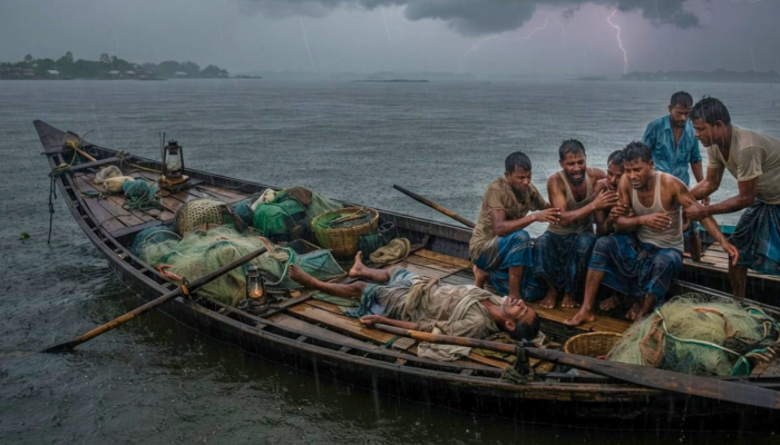 কলমাকান্দায় হাওরে মাছ ধরতে গিয়ে বজ্রপাতে জেলের মৃত্যু
